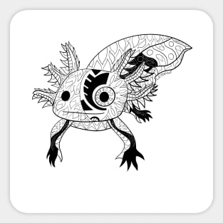 kawaii axolotl in totonac xochimilco pattern style ecopop Sticker